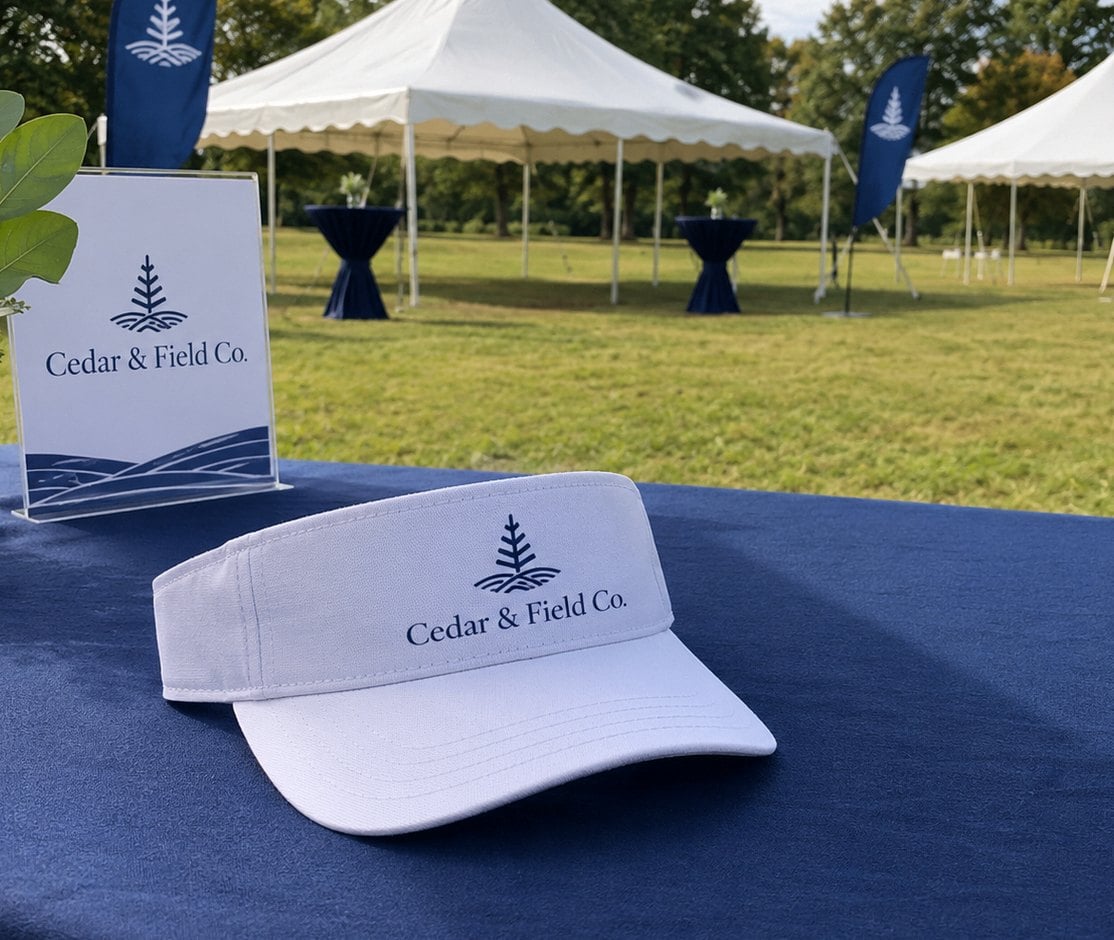 Customized visors for corporate giveaways and field days